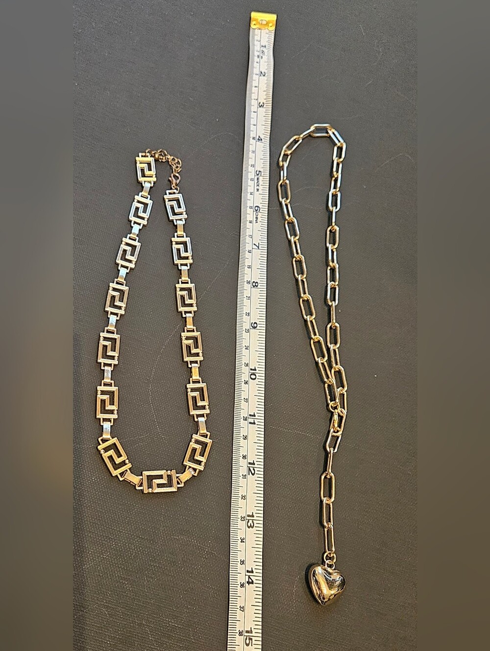 Gold Tone Geometric Chain Necklace - Women's Jewelry 2 pieces Set